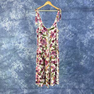 Zara Floral Knit Jumpsuit - Size S - Bohemian Wide Leg Tie Strap
